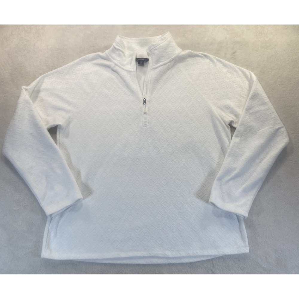 Eddie Bauer Women's L/S Polar Fleece Quarter Zip Pullover L Geo‎ Print